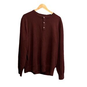 Quince Rich Burgundy Mongolian Cashmere Men's Henley‎ Sweater Size XL
